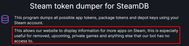 SteamDB´s Steam Token Dumper