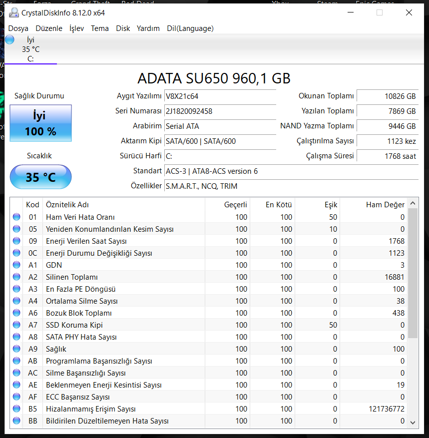 ADATA SU650 24.03.2021 Crystal Disk İnfo ONDALIK.PNG