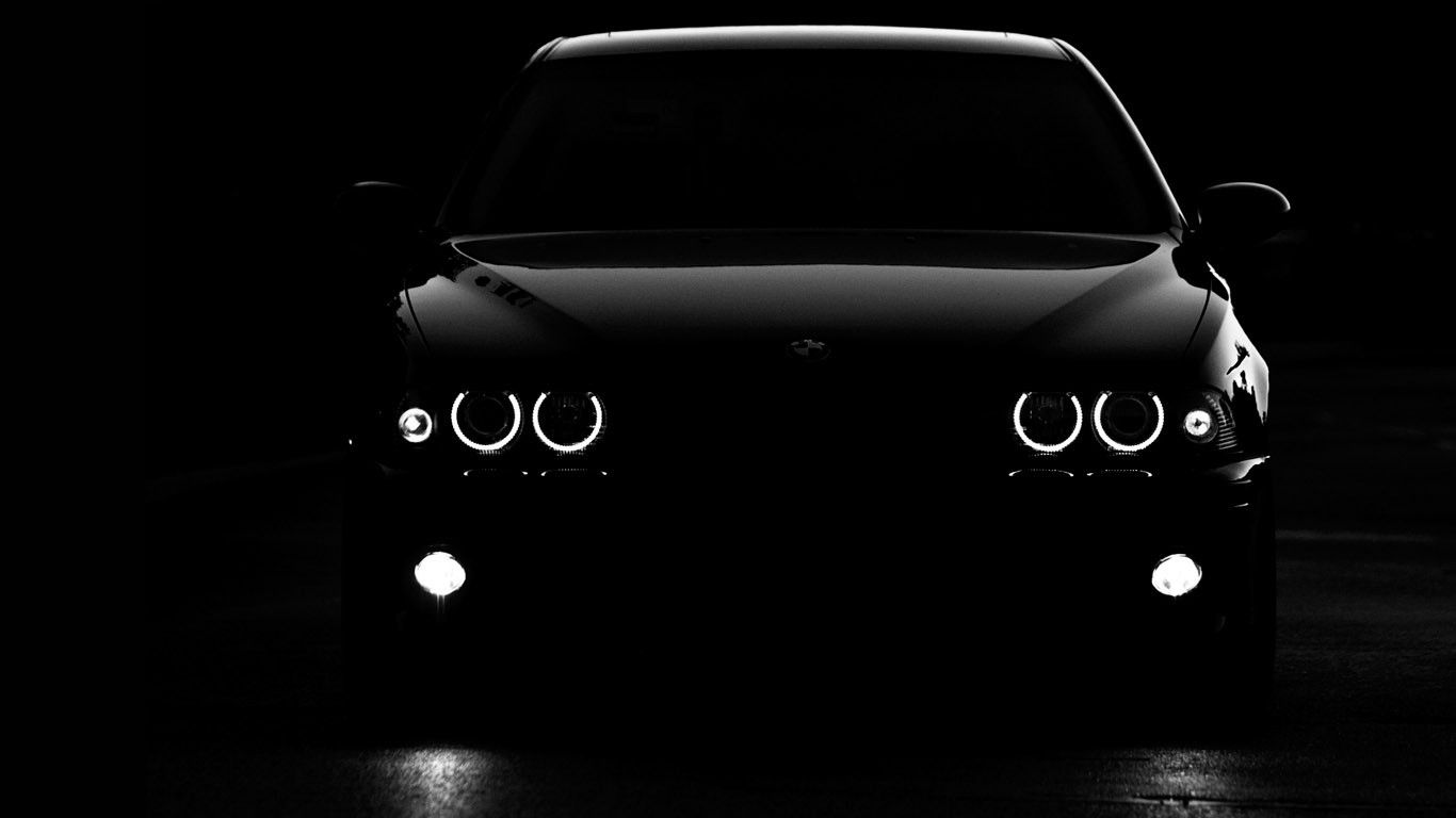 black and white bmw night white cars grayscale glow vehicles 1366x768 wallpaper_www.wallpaperh...jpg