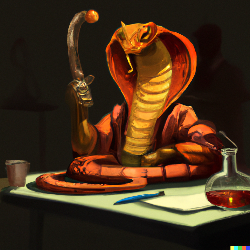 DALL·E 2022-06-19 23.02.47 - evil scientist orange king cobra, digital art.png