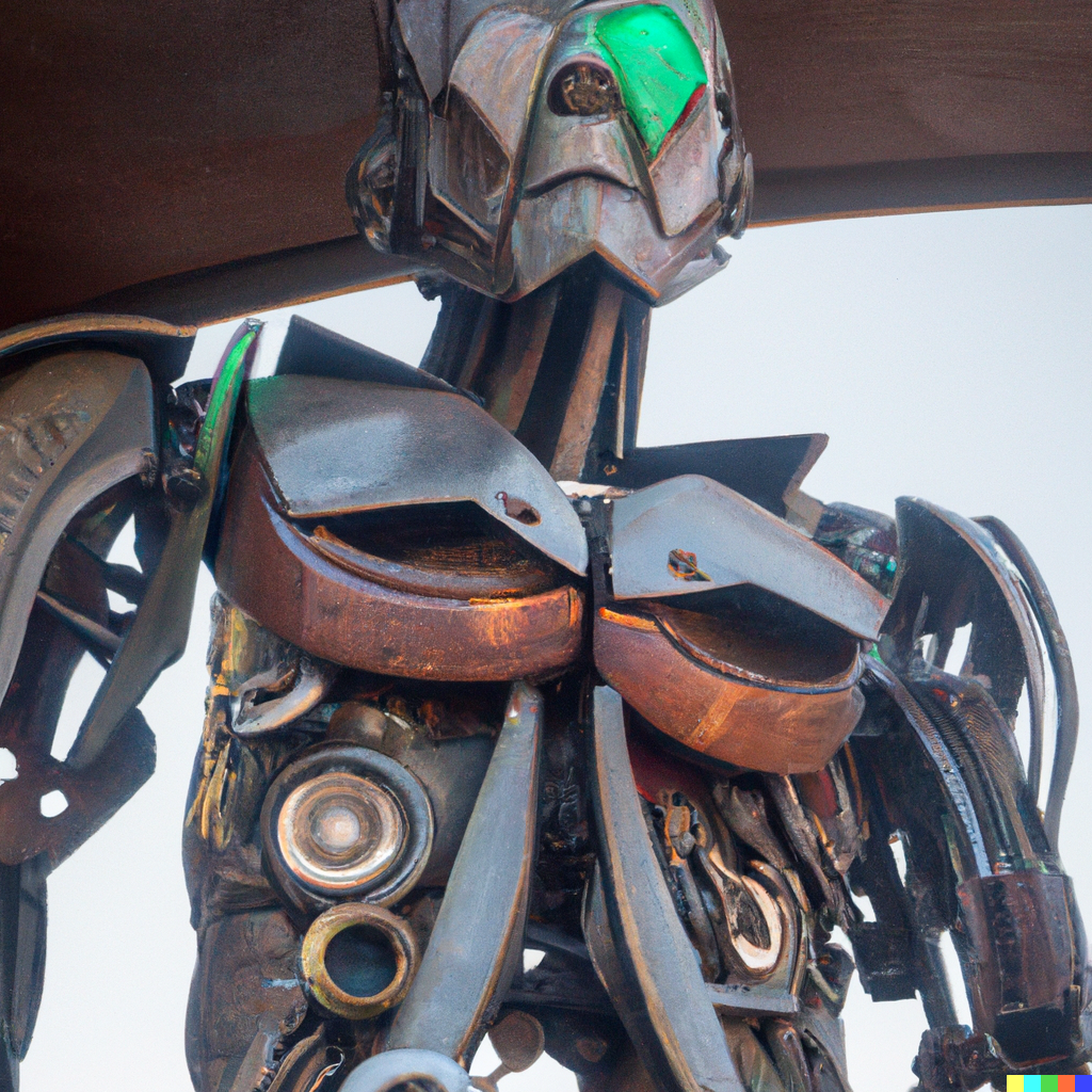 DALL·E 2022-06-22 14.52.40 - a fifteen foot tall humanoid amalgamation made out of robot parts...png