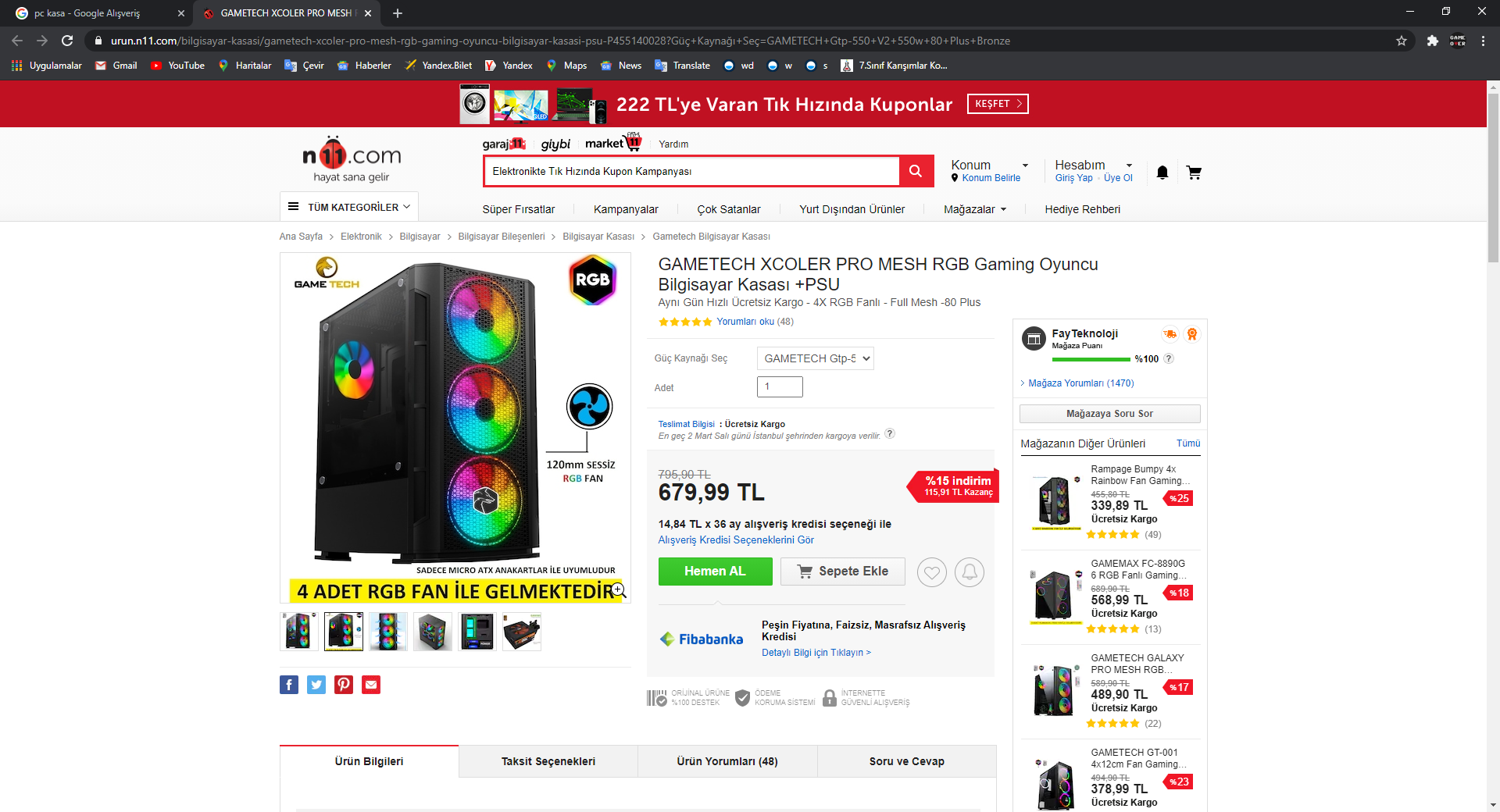 GAMETECH XCOLER PRO MESH RGB Gaming Oyuncu Bilgisayar Kasası +PSU Fiyatları ve Özellikleri - G...png