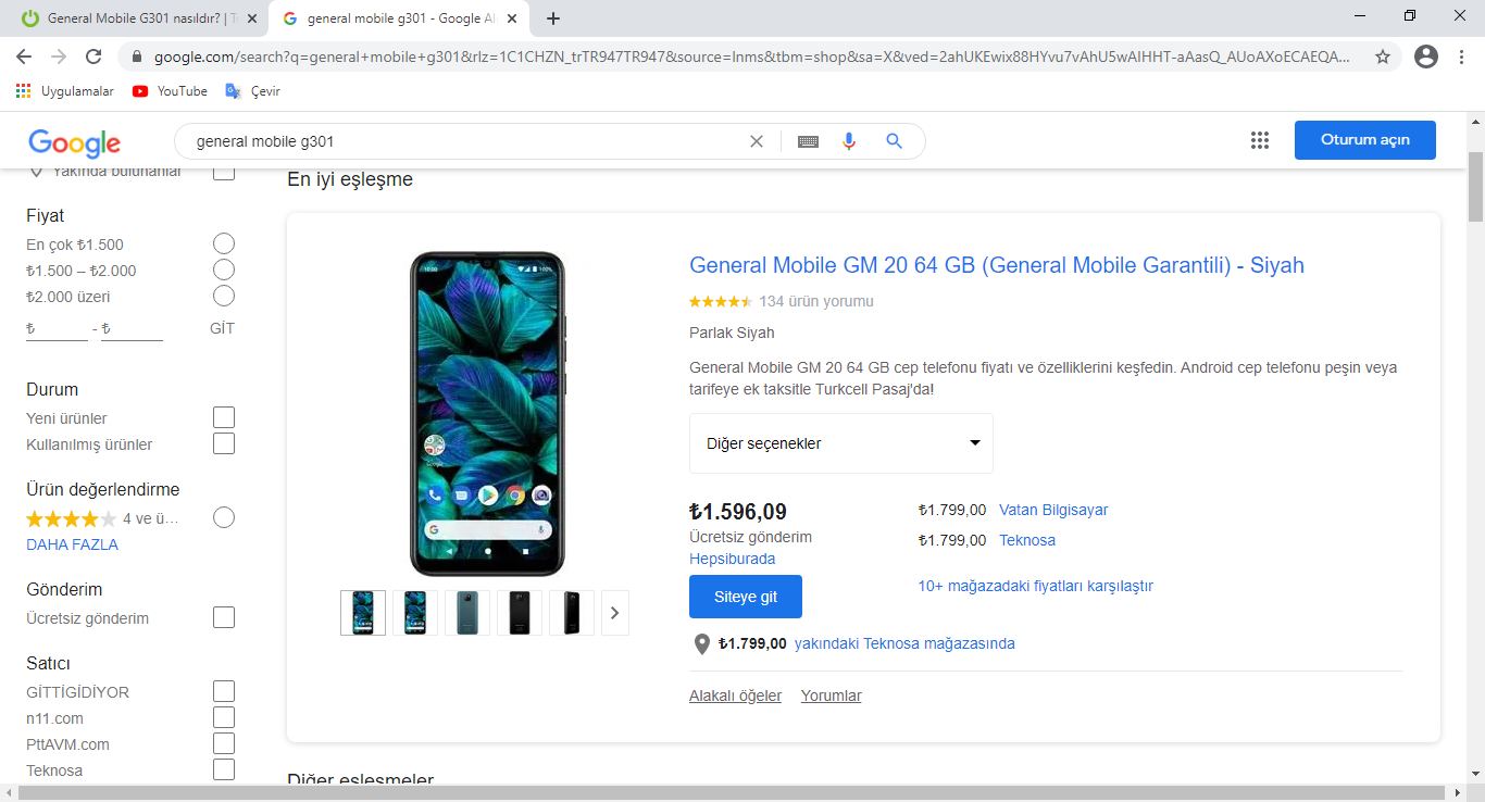 general mobile g301 - Google Alışveriş - Google Chrome 8.04.2021 13_58_02.png