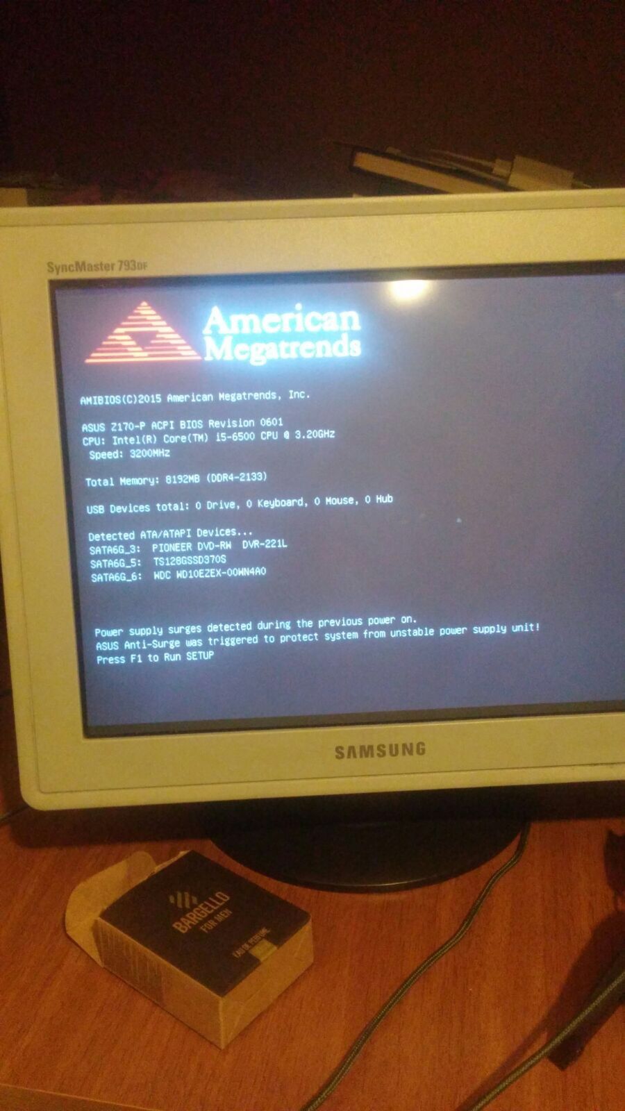 Asus Z170P "Power supply surges detected during the previous power on