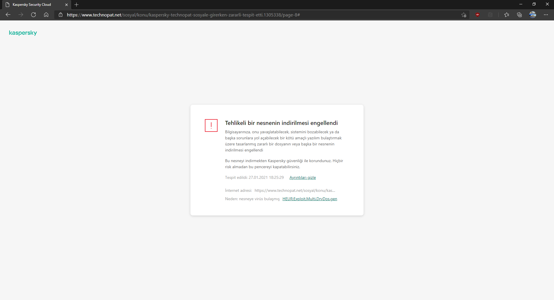Kaspersky Technopat Sosyal'e girerken zararlı tespit etti _ Sayfa 8 .png