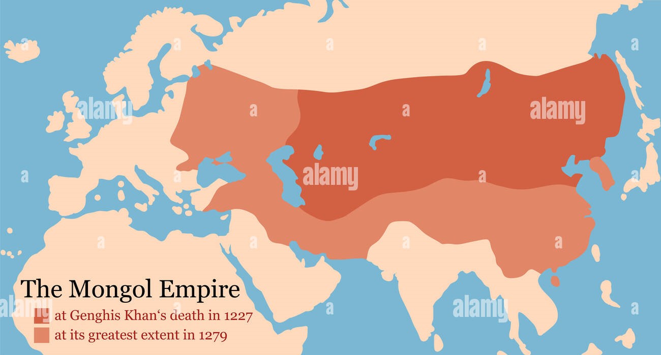 mongol-empire-map-at-genghis-khans-death-in-1227-and-at-its-greatest-EGTJCK.jpg