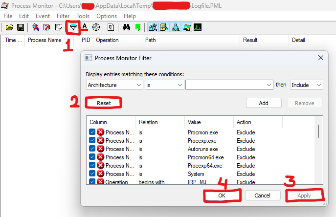 Process Monitor filtre sıfırlama.png