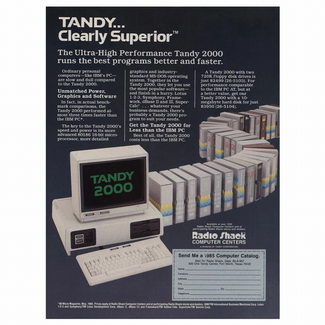 1985 Tandy 2000: Clearly Superior Ultra High Performance Vintage Print Ad |  eBay