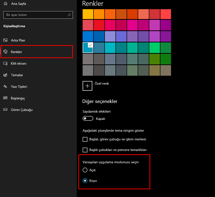 Windows 10 klasör arka plan rengi değiştirme