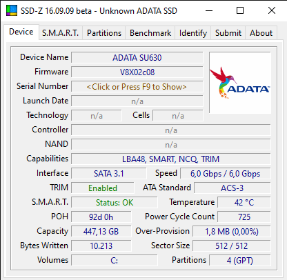 SSD-Z 16.09.09 beta - Unknown ADATA SSD.png