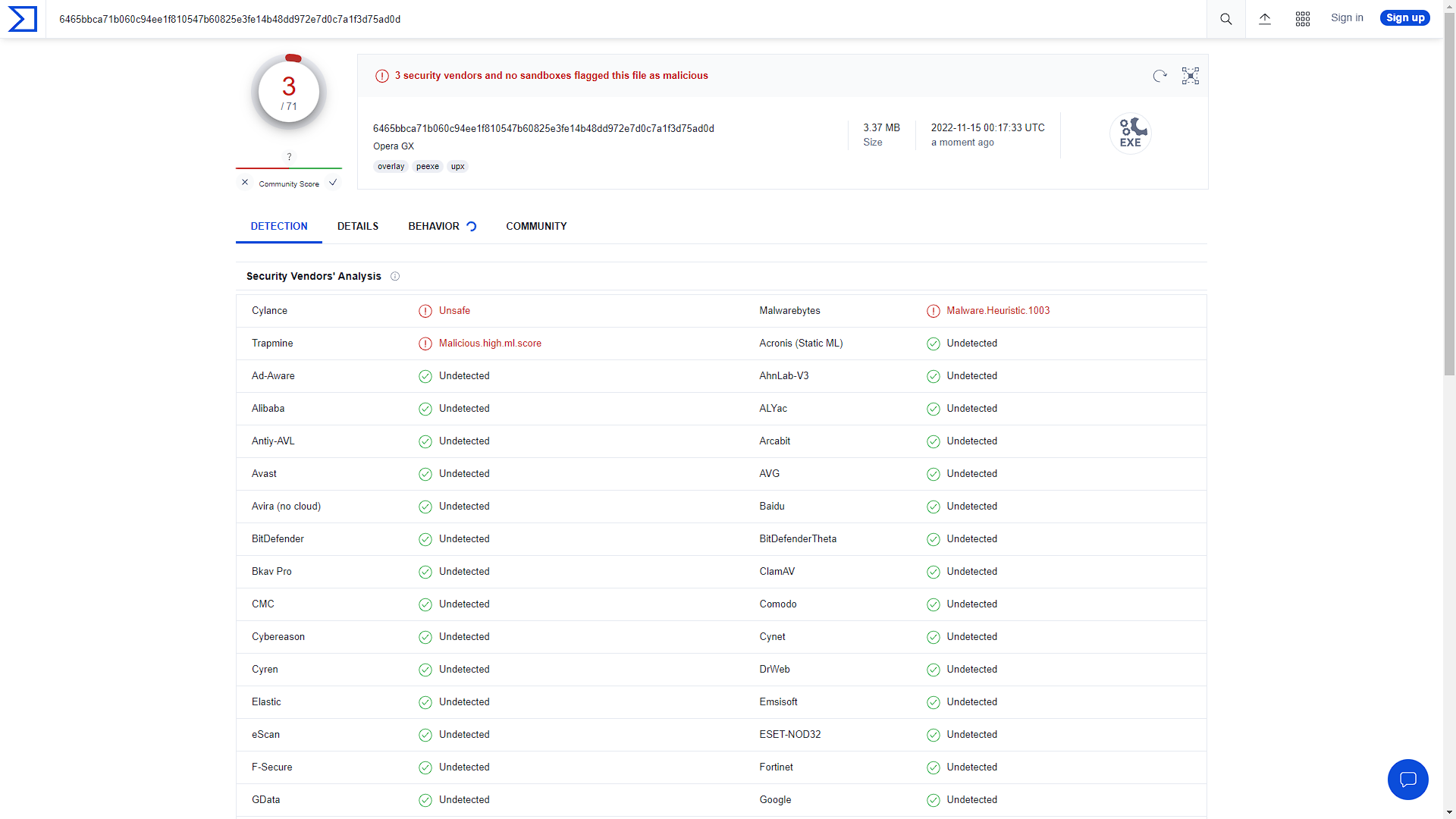 VirusTotal - File - 6465bbca71b060c94ee1f810547b60825e3fe14b48dd972e7d0c7a1f3d75ad0d - Google ...png