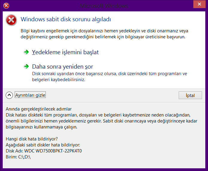 Windows Sabit Disk Sorunu Algıladı.png