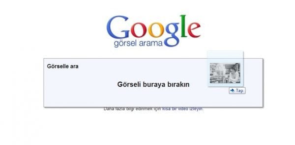 Bulduğumuz resmi sürükleyerek arama çubuğuna atıyoruz.