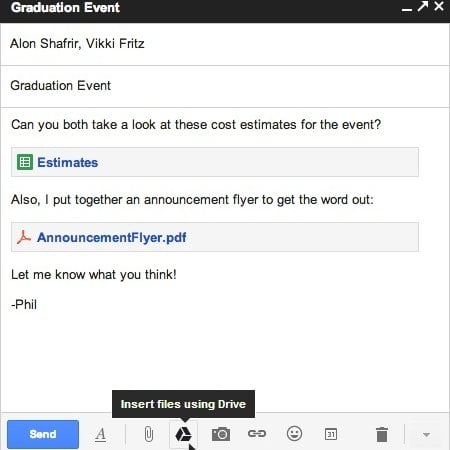 Uygulama oldukça kolay bir şekilde gerçekleştiriliyor. Kullanıcının sadece "Insert files using Drive" seçeneğini seçmeleri gerekiyor.