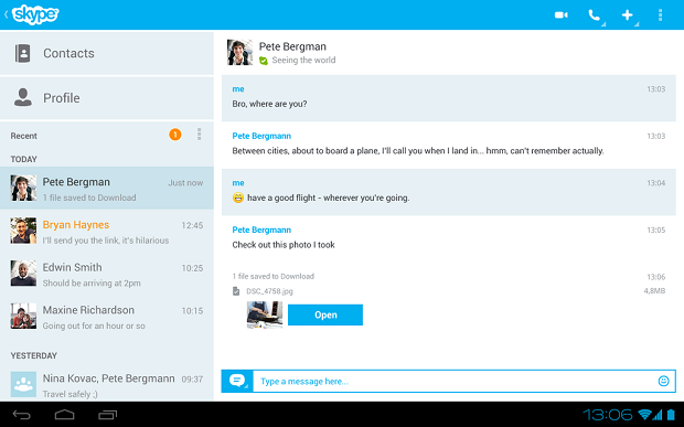 Android 3.0 versiyonu için çıkan yeni Skype oldukça kullanışlı.