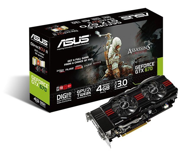 4GB GDDR5 bellek kapasitesine sahip, çift slot tasarımlı ASUS GeForce® GTX 680 ve GTX 670 DirectCU II ekran kartı piyasada!
