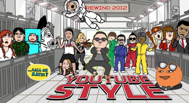 Youtube 2012 Rewind, videosunda birçok ünlü isim bulunuyor.