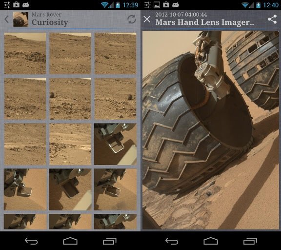 Bağımsız bir geliştirici tarafından hazırlanan uygulama Mars yüzeyinden çekilmiş birçok fotoğrafın yanı sıra birçok bilgiyi de içeriyor.