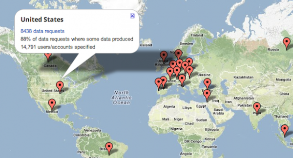 Google'ın 2012 Saydamlık Raporu'na göre ABD en çok kişisel bilgi talebinde bulunan ülke.