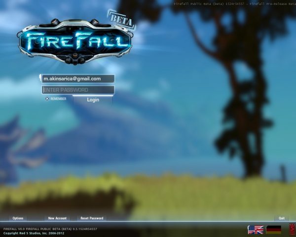 Firefall Giriş Ekranı