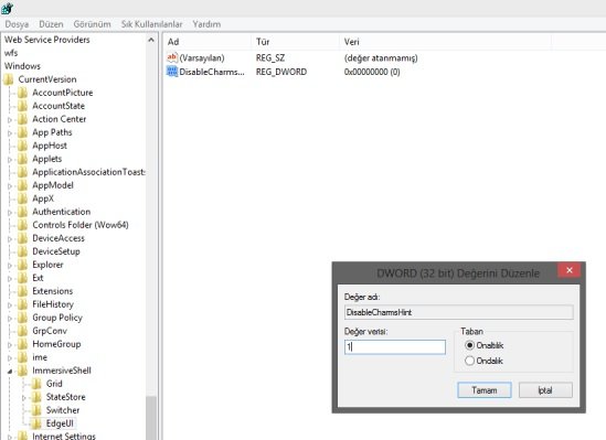 Windows 8 Kayıt Defteri