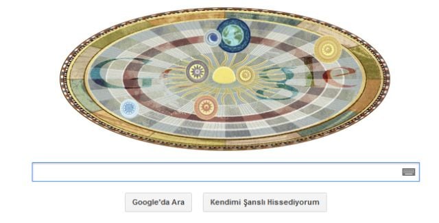 Google, bilim ve astronomi tarihinin ünlü isimlerinden Copernicus'un doğum gününü bir Doodle ile kutladı.