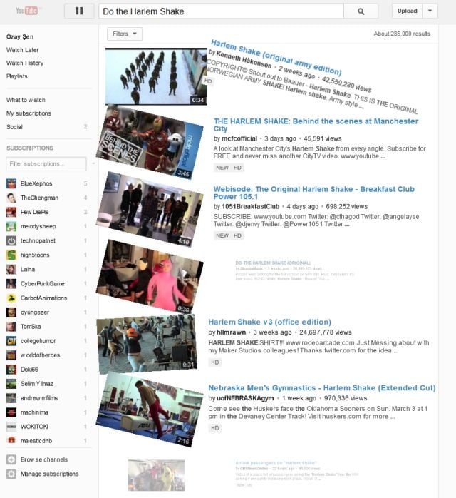 Youtube'da artık kendi başına Harlem Shake yapabiliyor.