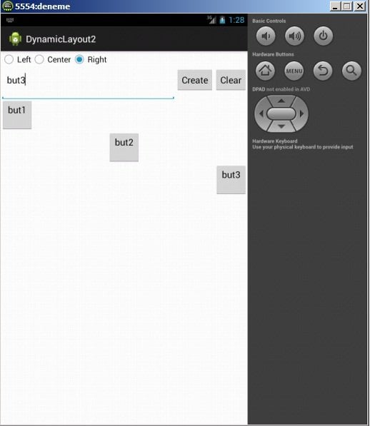 dynamicLayout Butonlar