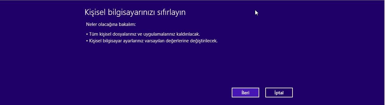 Bilgisayar Sıfırlama