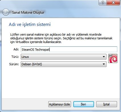 virtualbox giriş