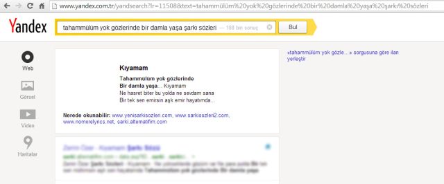 Yandex Şarkı Sözleri