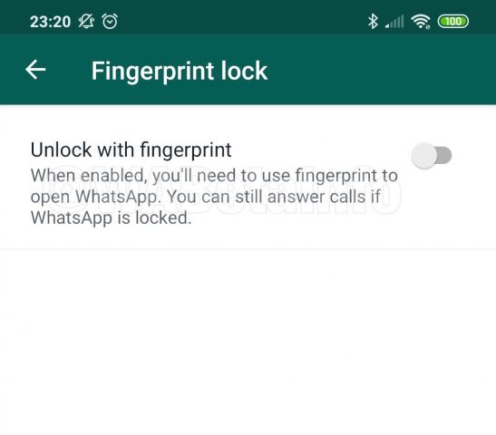 WhatsApp Android için parmak izi kilidi 