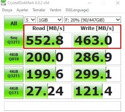 CrystalDiskMark HDD&SSD Hız Testi Ücretsiz İndir