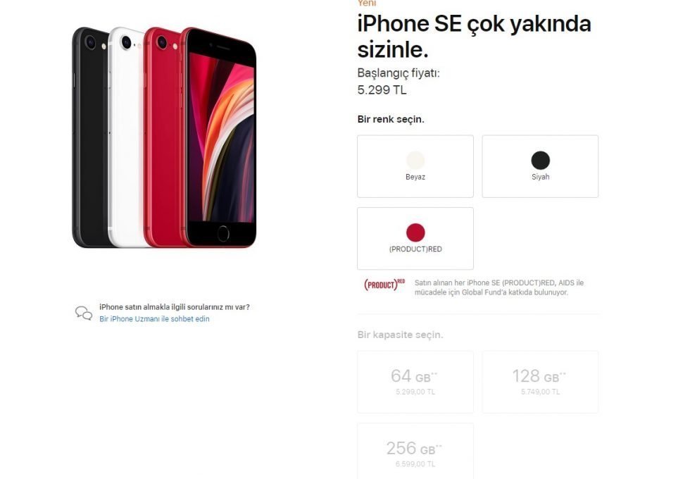 yeni iPhone SE 2020 fiyatı 