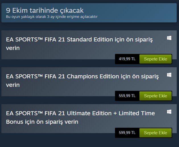FIFA 21 fiyatı ve çıkış tarihi