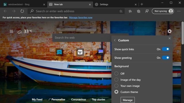 Microsoft Edge Ekran Görüntüsü ve Özel Tema
