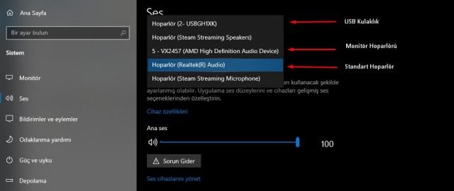 Windows 10'da Varsayılan Ses Aygıtını Değiştirme