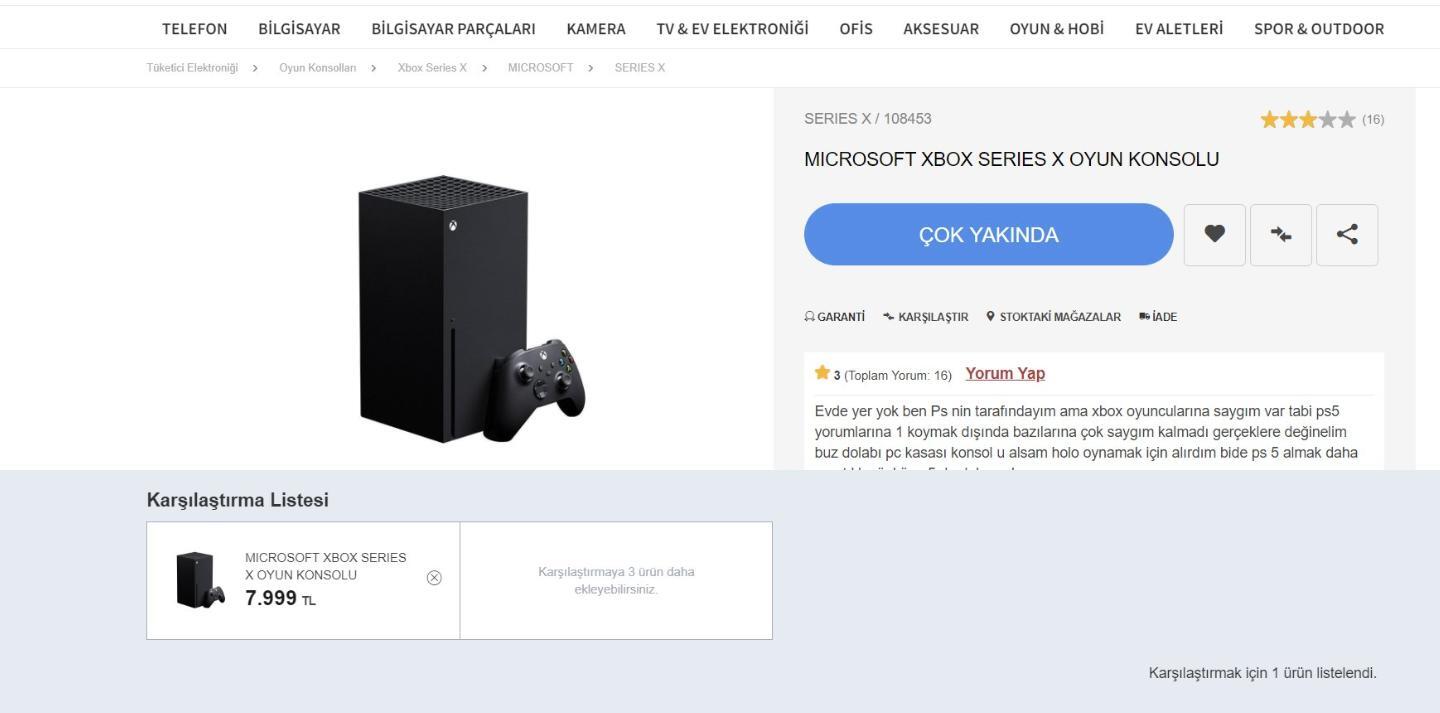 Xbox Series X Türkiye fiyatı