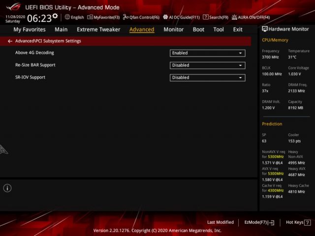 Smart Access Memory (Re-size BAR), ASUS Z490