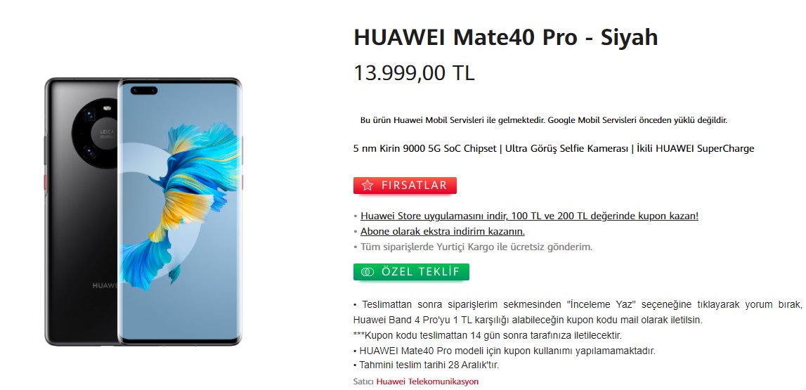 Huawei Mate 40 Pro fiyatı 