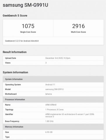 Snapdragon 888 işlemcili Galaxy S21