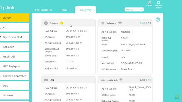 TP-Link Archer AX6000 Arayüz