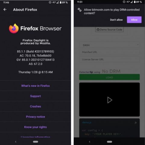 Firefox 85 DRM