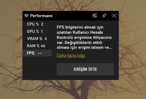 Windows 10 FPS Göstergesi