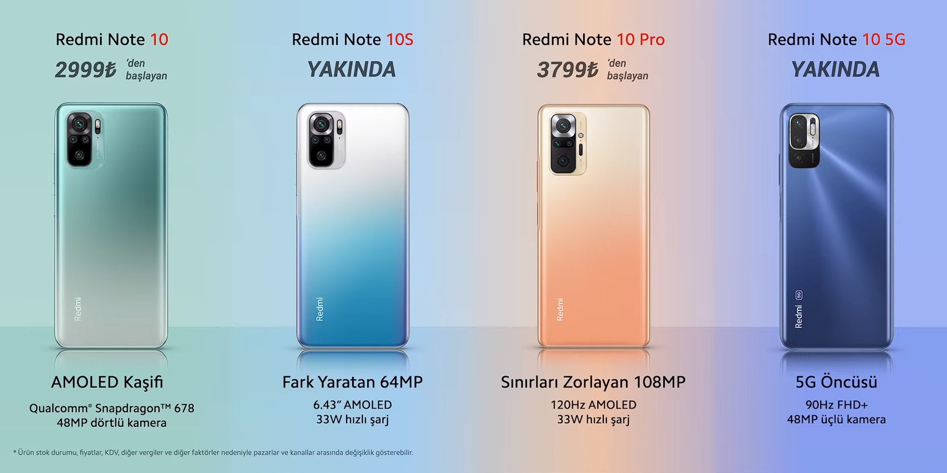 Redmi Note 10 serisi Türkiye fiyatları
