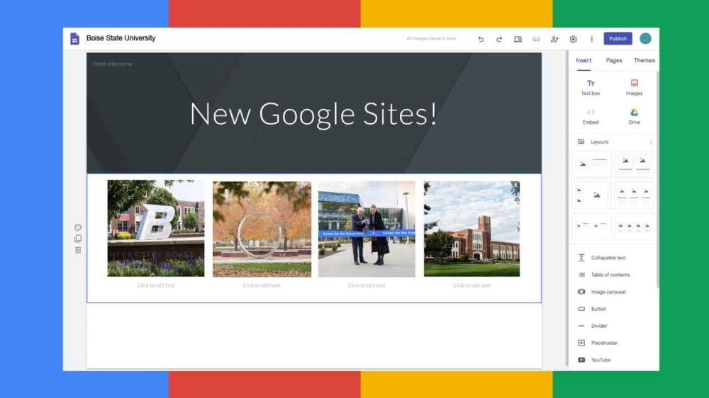 Yeni Google Sites arayüzü