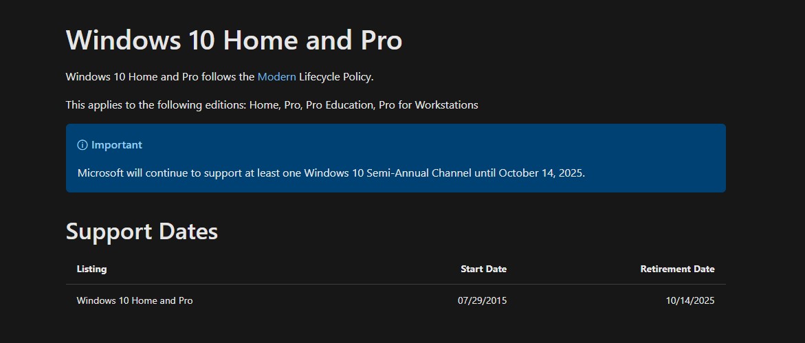 Windows 10 desteği 