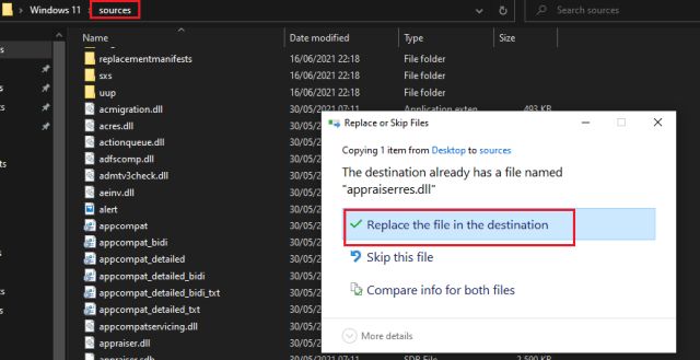 Windows 11 yükleme hatası çözümü dosya yapıştırma