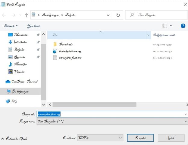 Windows 10 yazı tipi varsayılana dönüş adımları