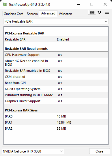GPU-Z 2.44.0 Resizable BAR